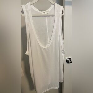 White Sleeveless Semi Sheer Tank Top
